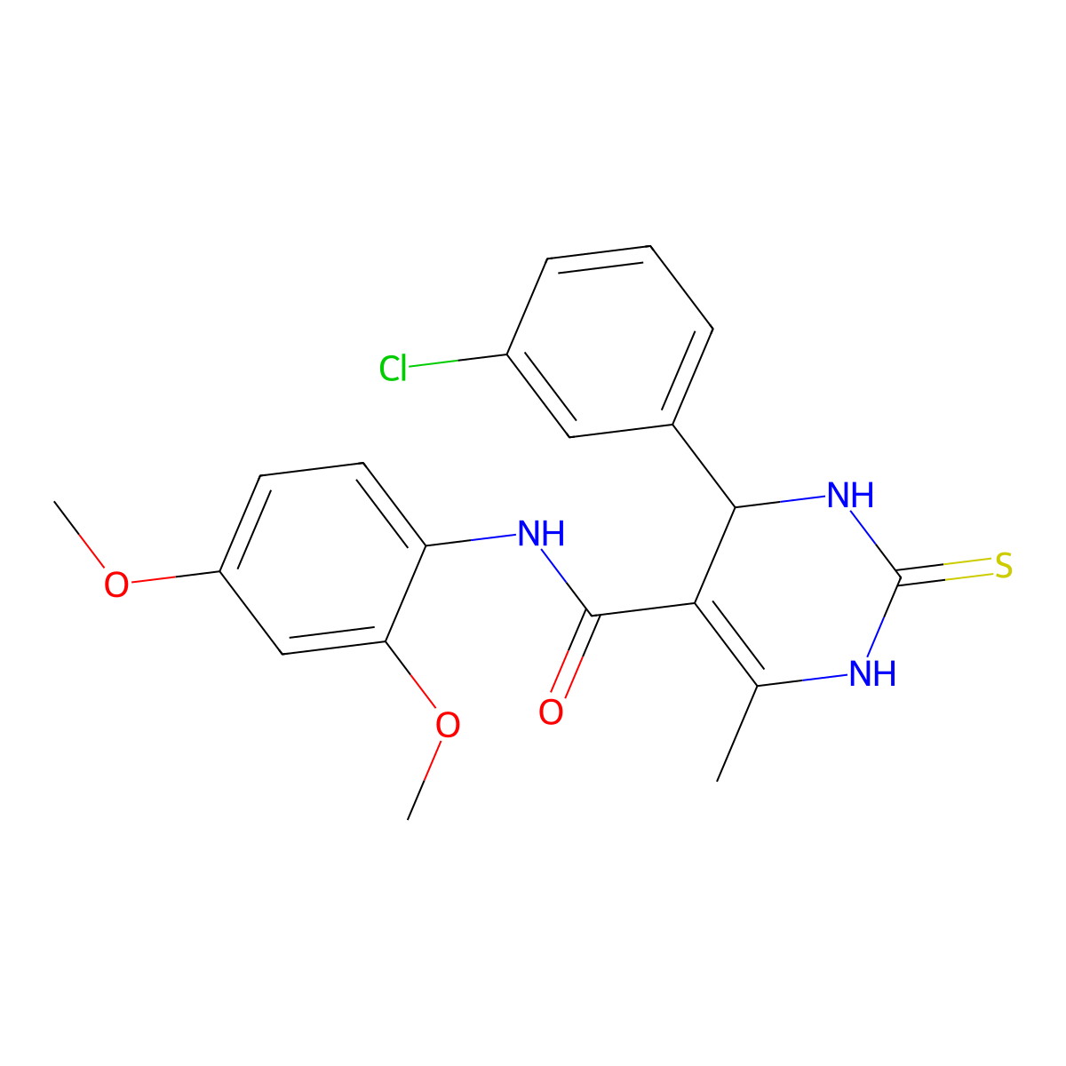 4-(3-chlorophenyl)-N-(2,4-dimethoxyphenyl)-6-methyl-2-thioxo-1,2,3,4-tetrahydropyrimidine-5-carboxamide molecular structure, CAS 431053-65-5
