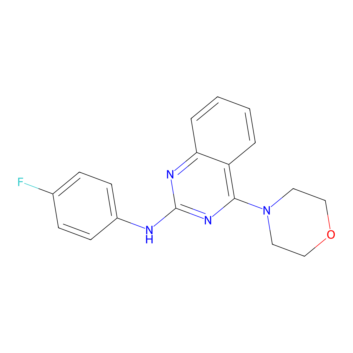 N-(4-fluorophenyl)-4-morpholin-4-ylquinazolin-2-amine molecular structure, CAS 431053-71-3