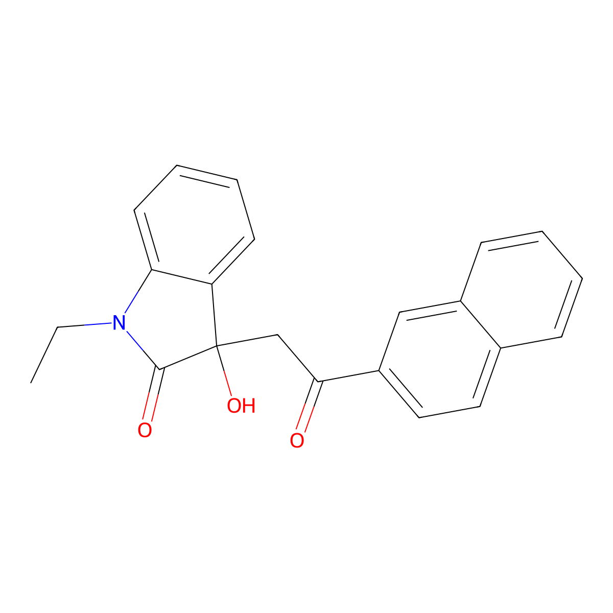 1-ethyl-3-hydroxy-3-[2-(naphthalen-2-yl)-2-oxoethyl]-1,3-dihydro-2H-indol-2-one molecular structure, CAS 431053-92-8