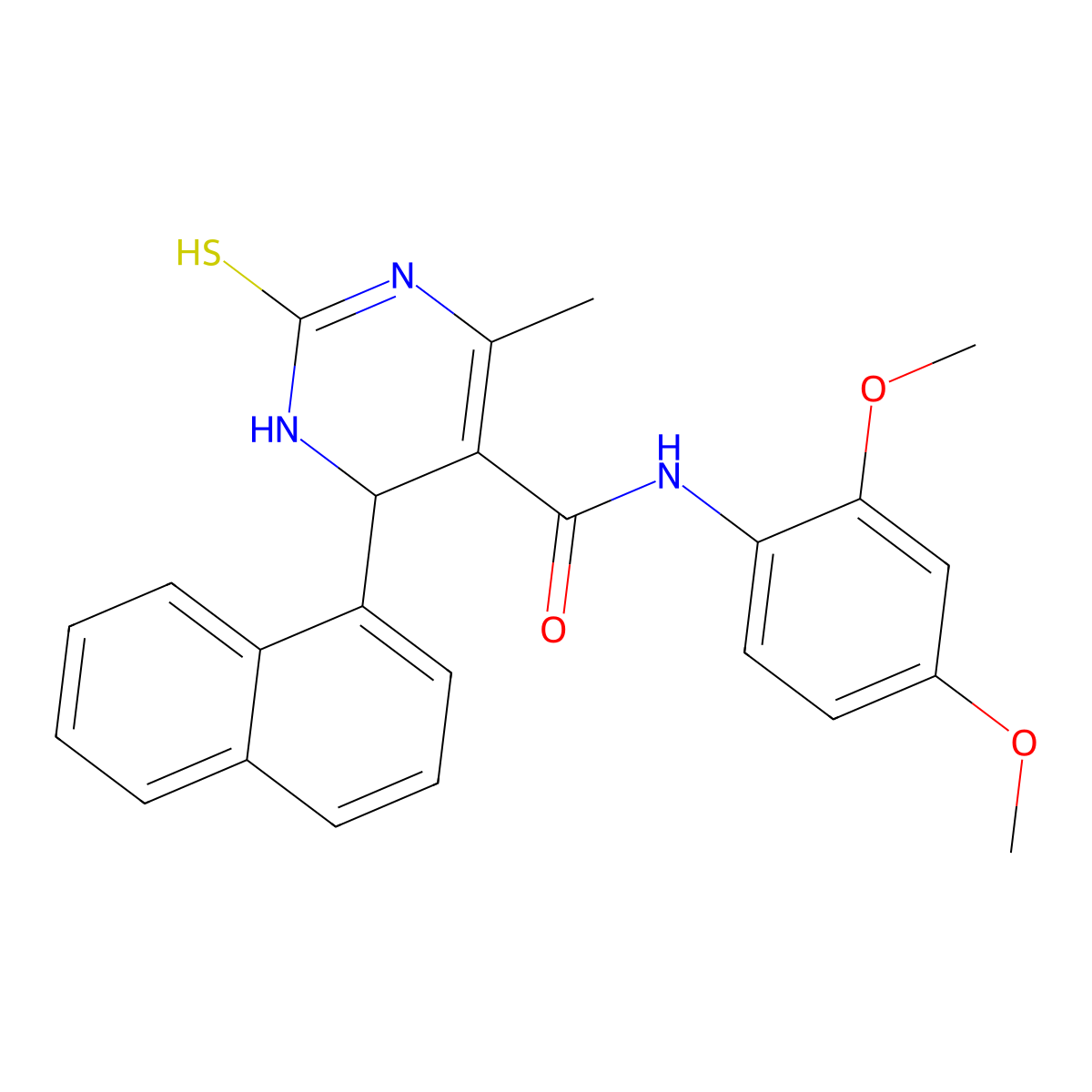 N-(2,4-dimethoxyphenyl)-6-methyl-4-naphthalen-1-yl-2-sulfanylidene-3,4-dihydro-1H-pyrimidine-5-carboxamide molecular structure, CAS 431054-02-3