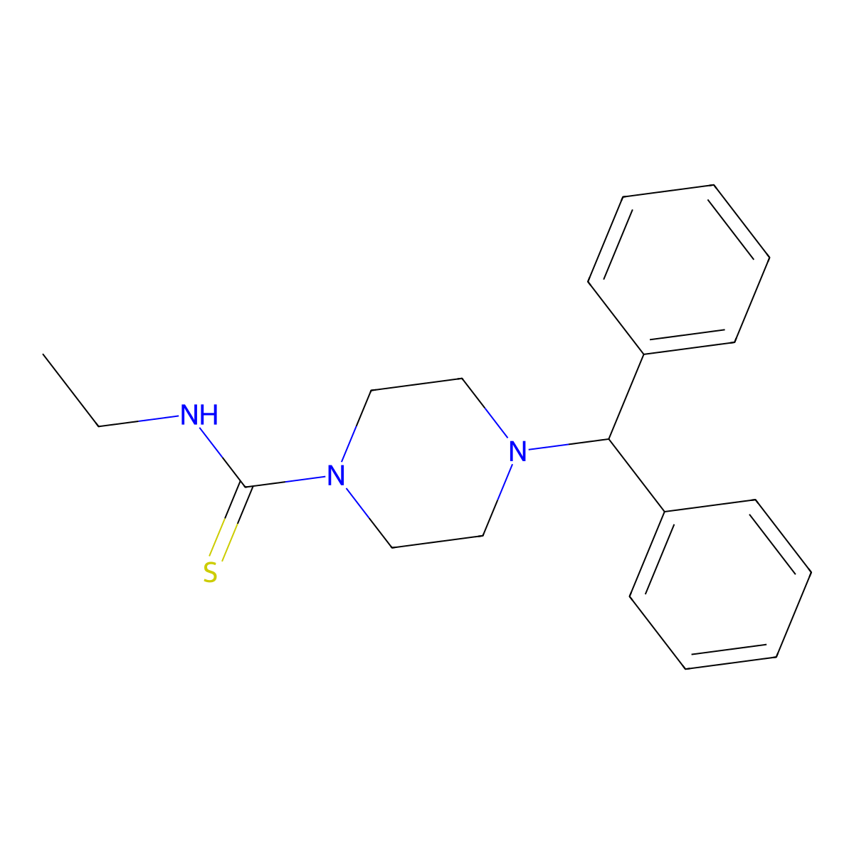 4-benzhydryl-N-ethylpiperazine-1-carbothioamide molecular structure, CAS 431054-17-0
