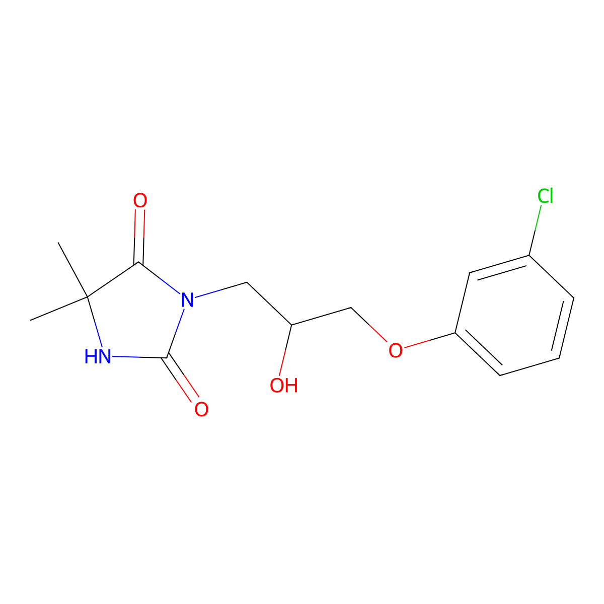 3-[3-(3-Chlorophenoxy)-2-hydroxypropyl]-5,5-dimethylimidazolidine-2,4-dione molecular structure, CAS 431054-25-0