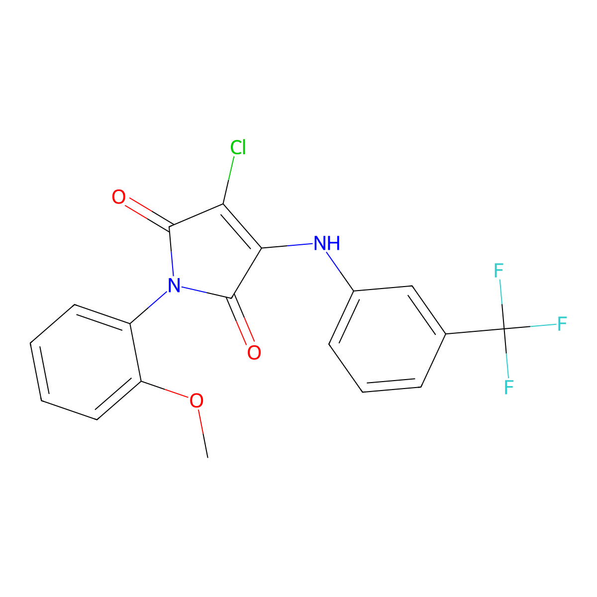 3-chloro-1-(2-methoxyphenyl)-4-((3-(trifluoromethyl)phenyl)amino)-1H-pyrrole-2,5-dione molecular structure, CAS 431054-26-1