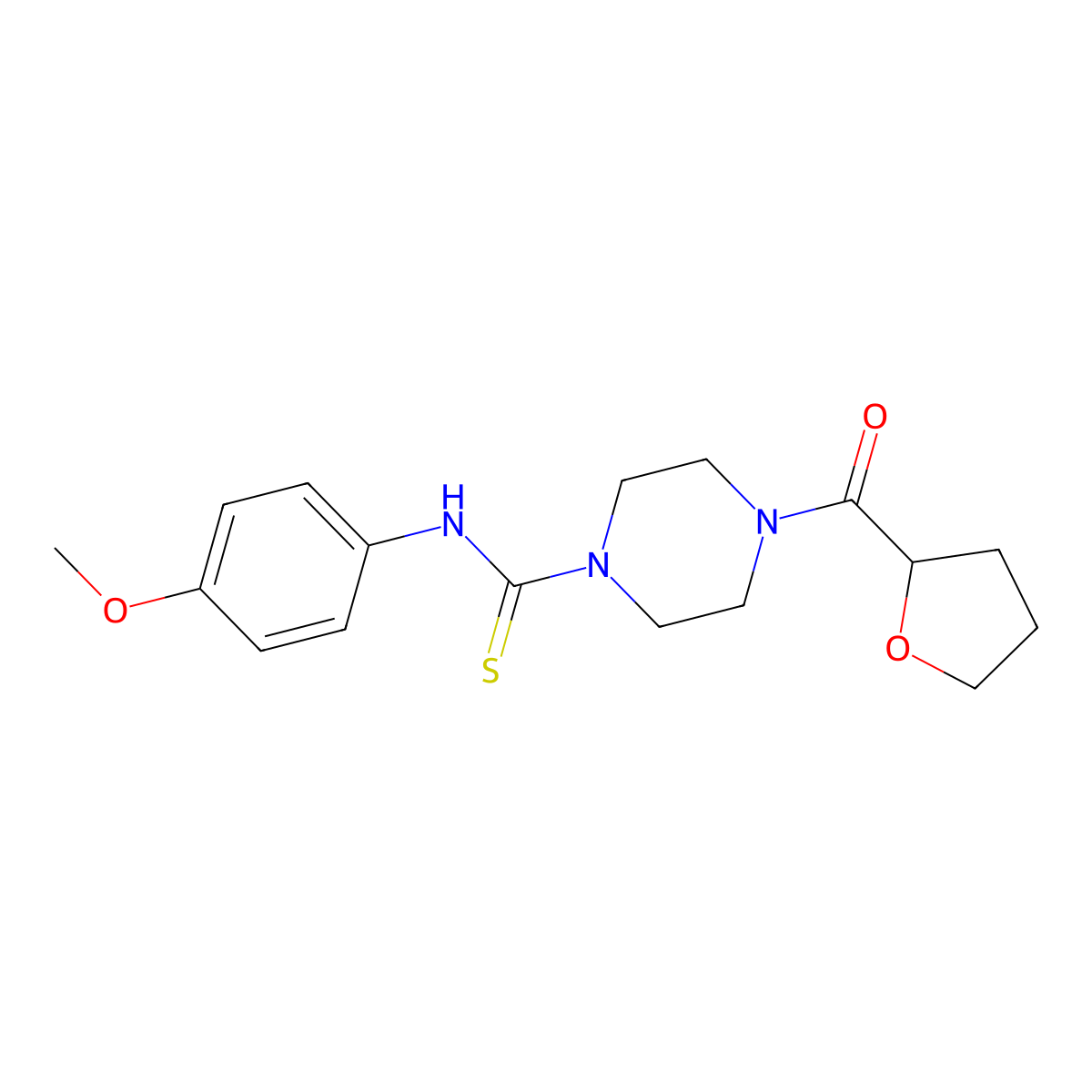 N-(4-methoxyphenyl)-4-(oxolane-2-carbonyl)piperazine-1-carbothioamide molecular structure, CAS 431054-31-8