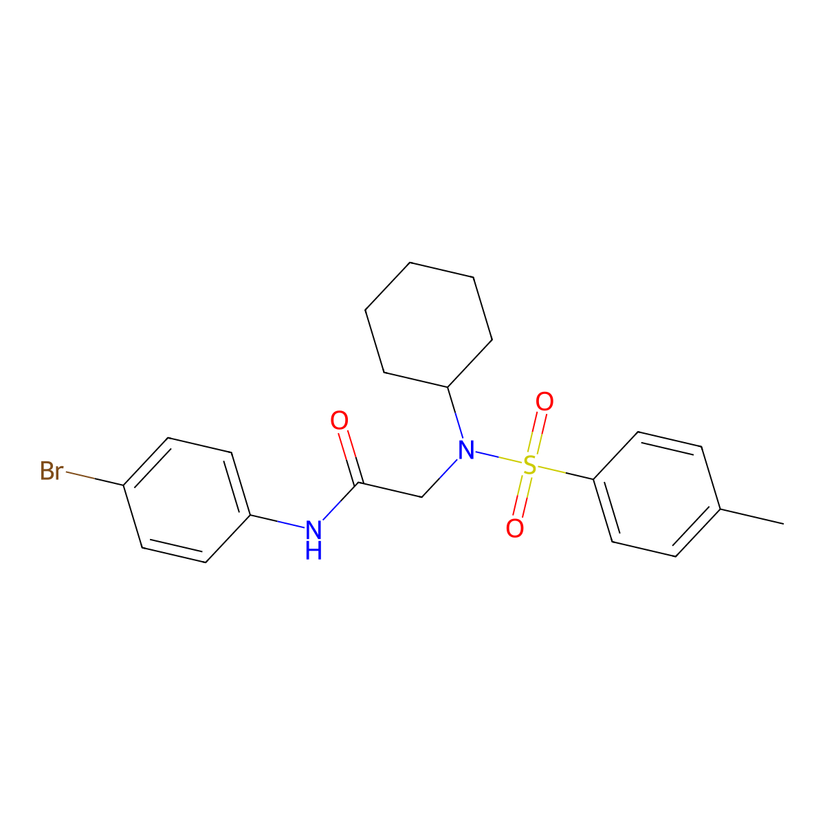 N-(4-bromophenyl)-2-[cyclohexyl-(4-methylphenyl)sulfonylamino]acetamide molecular structure, CAS 431054-36-3