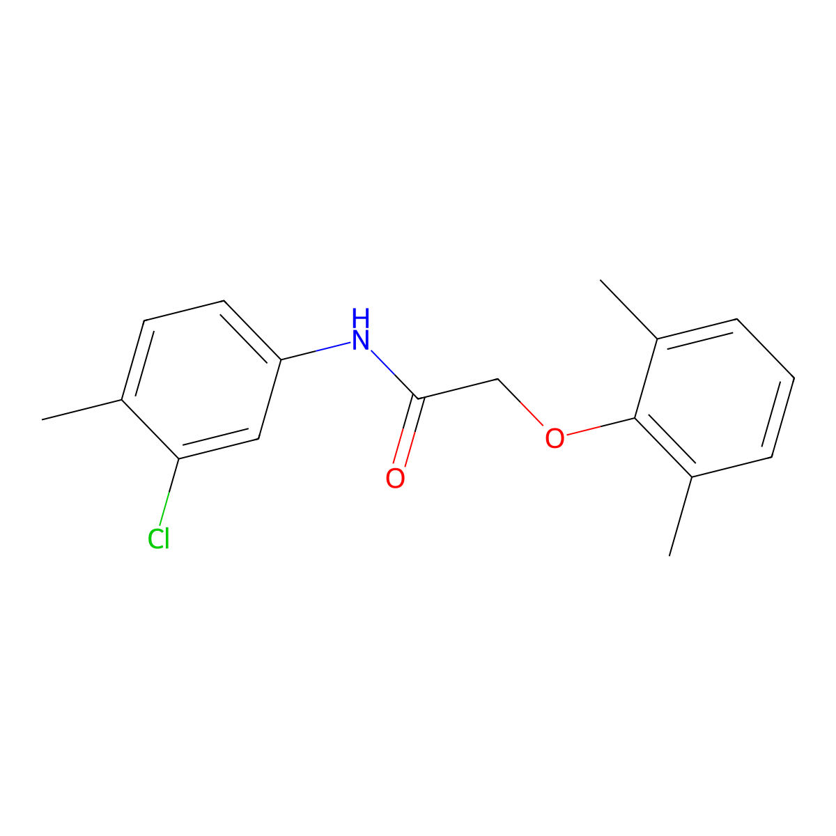 N-(3-chloro-4-methylphenyl)-2-(2,6-dimethylphenoxy)acetamide molecular structure, CAS 431054-47-6