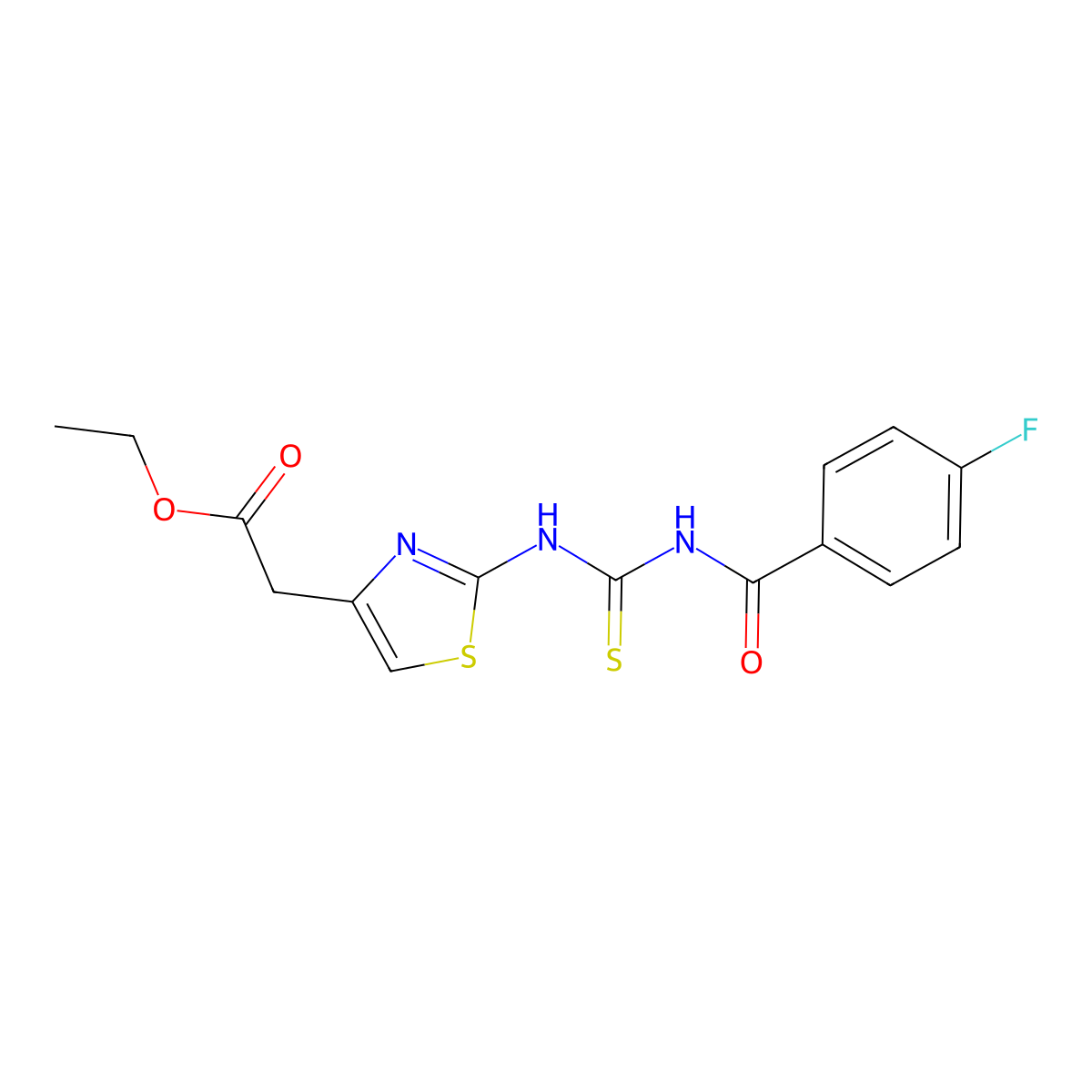 Ethyl 2-[2-[(4-fluorobenzoyl)carbamothioylamino]-1,3-thiazol-4-yl]acetate molecular structure, CAS 431054-63-6