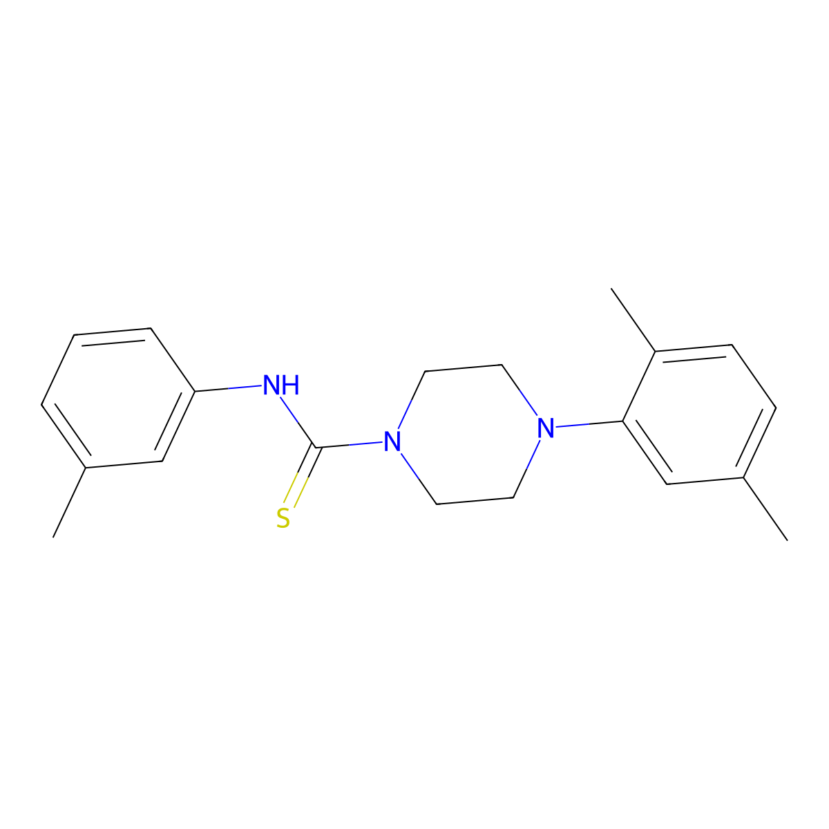 4-(2,5-dimethylphenyl)-N-(3-methylphenyl)piperazine-1-carbothioamide molecular structure, CAS 431054-67-0