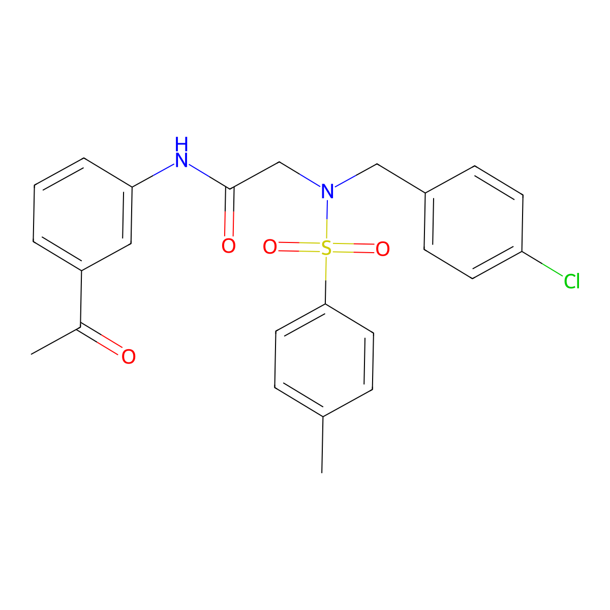 N-(3-acetylphenyl)-2-[(4-chlorophenyl)methyl-(4-methylphenyl)sulfonylamino]acetamide molecular structure, CAS 431054-93-2