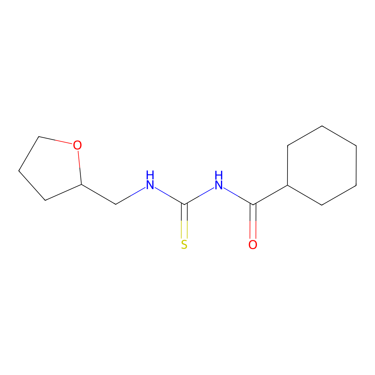 N-(((tetrahydrofuran-2-yl)methyl)carbamothioyl)cyclohexanecarboxamide molecular structure, CAS 431055-02-6