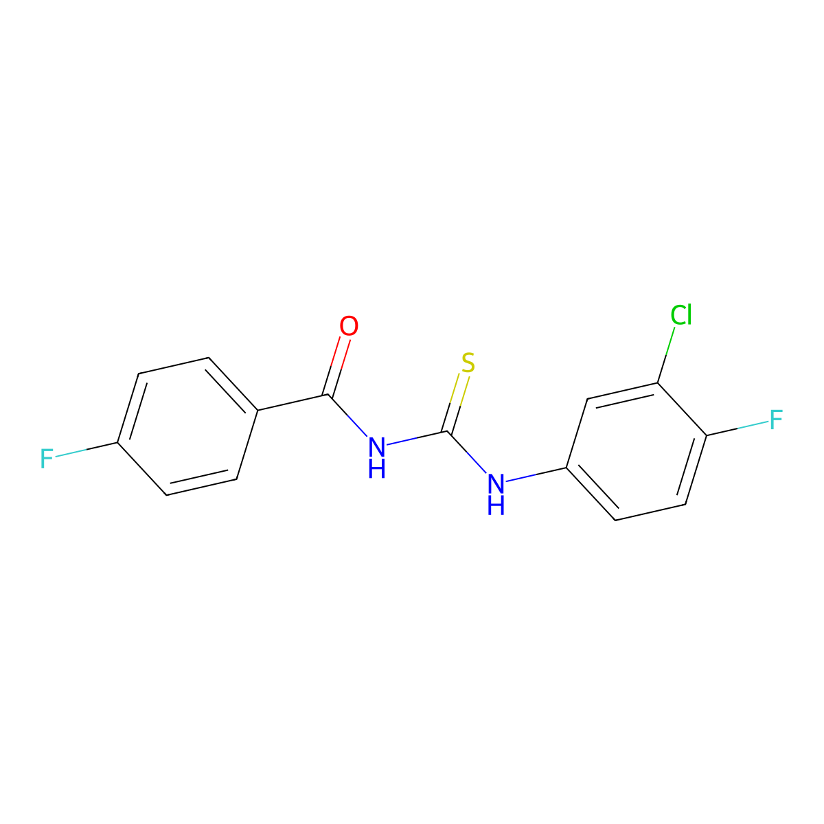 N-[(3-chloro-4-fluorophenyl)carbamothioyl]-4-fluorobenzamide molecular structure, CAS 431055-51-5
