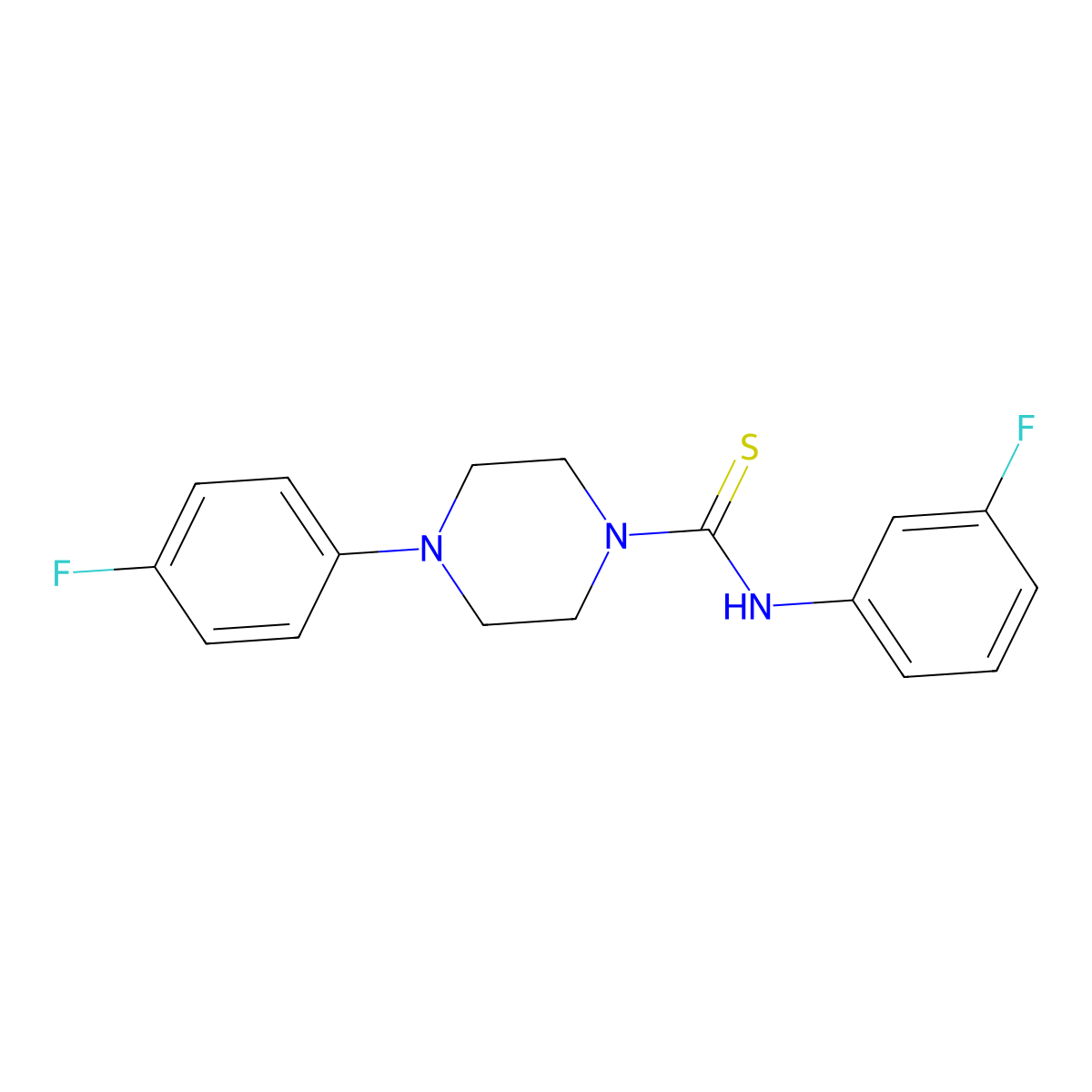 N-(3-fluorophenyl)-4-(4-fluorophenyl)piperazine-1-carbothioamide molecular structure, CAS 431055-54-8