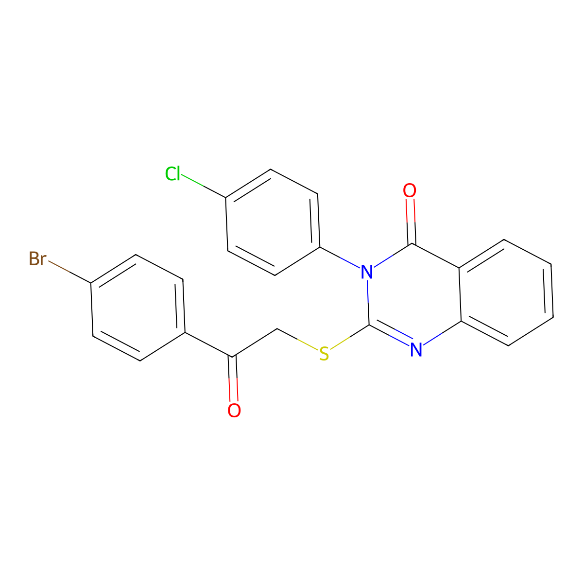2-[2-(4-Bromophenyl)-2-oxoethyl]sulfanyl-3-(4-chlorophenyl)quinazolin-4-one molecular structure, CAS 431055-74-2