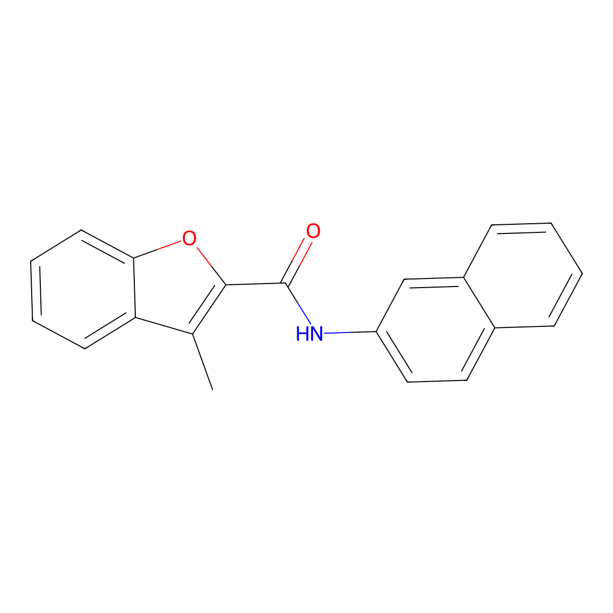 3-methyl-N-naphthalen-2-yl-1-benzofuran-2-carboxamide molecular structure, CAS 431055-76-4