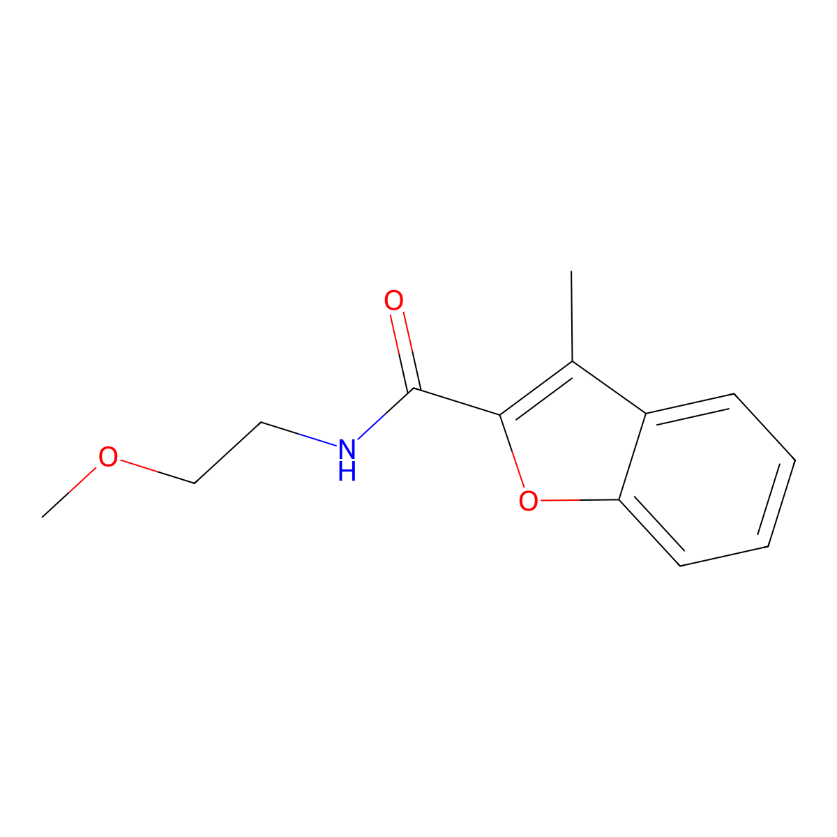 N-(2-methoxyethyl)-3-methyl-1-benzofuran-2-carboxamide molecular structure, CAS 431055-82-2