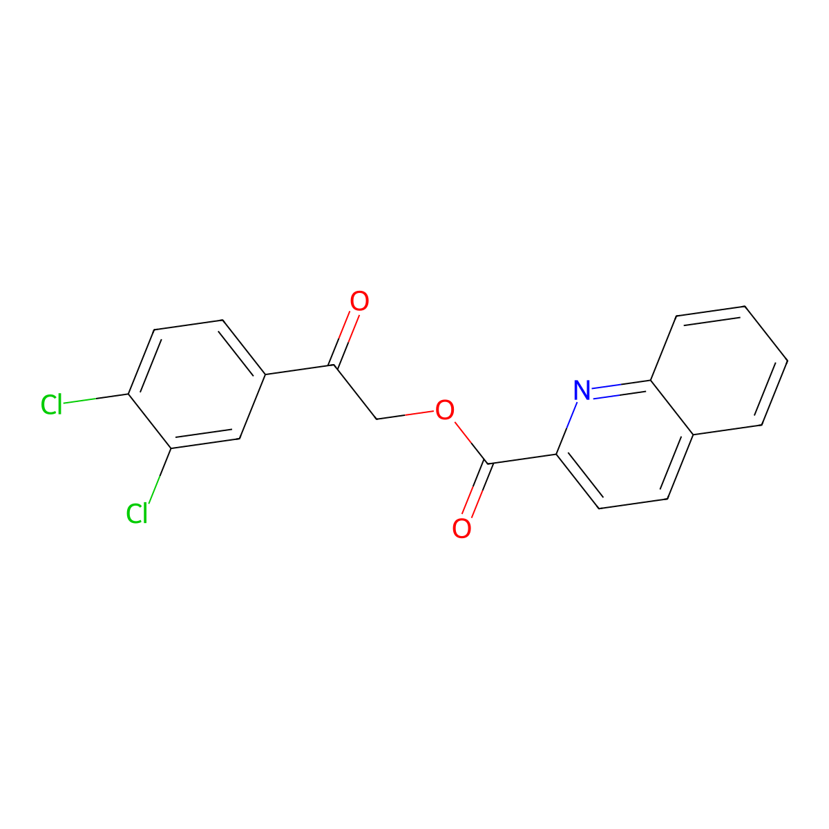 2-(3,4-Dichlorophenyl)-2-oxoethyl quinoline-2-carboxylate molecular structure, CAS 431055-95-7
