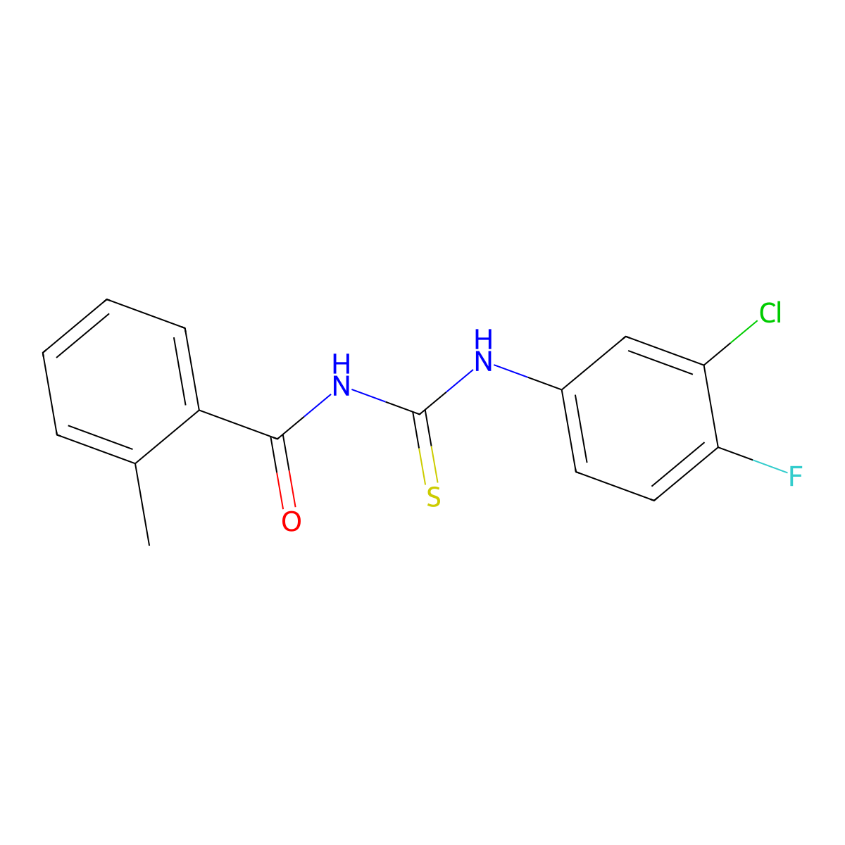 N-[(3-chloro-4-fluorophenyl)carbamothioyl]-2-methylbenzamide molecular structure, CAS 431056-06-3