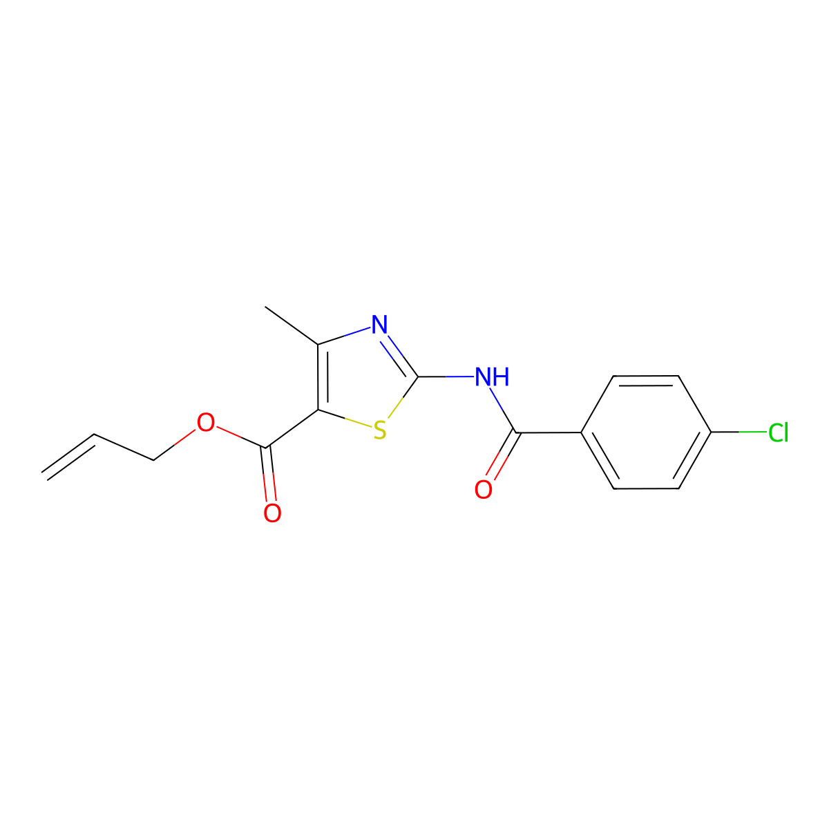 Allyl 2-[(4-chlorobenzoyl)amino]-4-methyl-1,3-thiazole-5-carboxylate molecular structure, CAS 431056-11-0