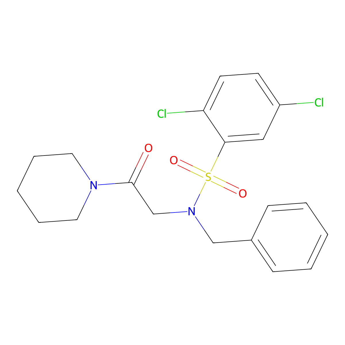 N-benzyl-2,5-dichloro-N-(2-oxo-2-piperidin-1-ylethyl)benzenesulfonamide molecular structure, CAS 431056-18-7