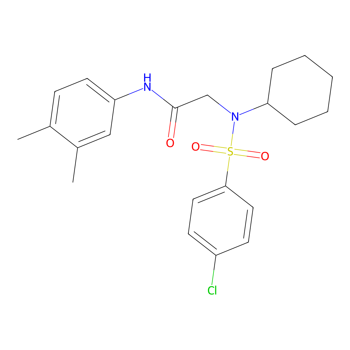 2-[(4-chlorophenyl)sulfonyl-cyclohexylamino]-N-(3,4-dimethylphenyl)acetamide molecular structure, CAS 431056-21-2