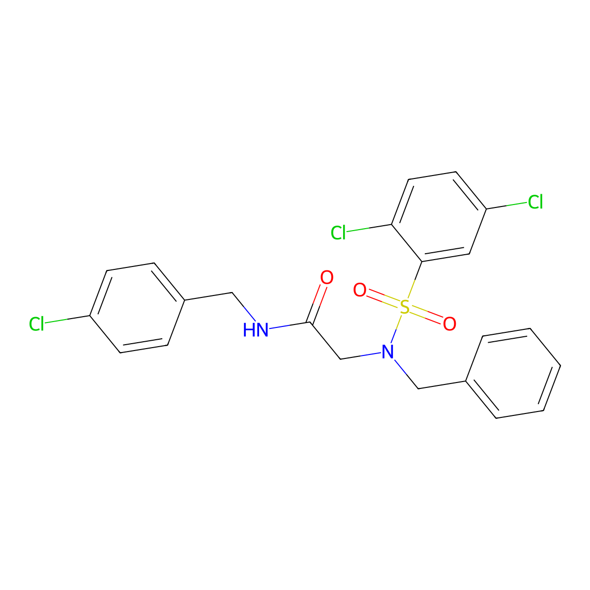 2-[benzyl-(2,5-dichlorophenyl)sulfonylamino]-N-[(4-chlorophenyl)methyl]acetamide molecular structure, CAS 431056-40-5