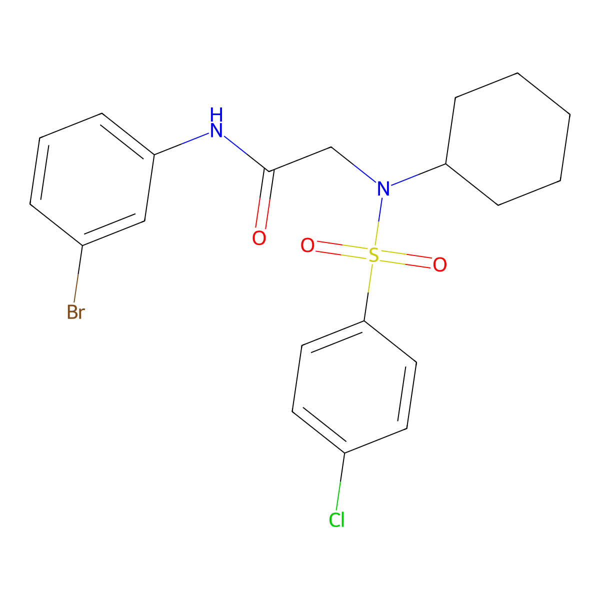 N-(3-bromophenyl)-2-[(4-chlorophenyl)sulfonyl-cyclohexylamino]acetamide molecular structure, CAS 431056-71-2