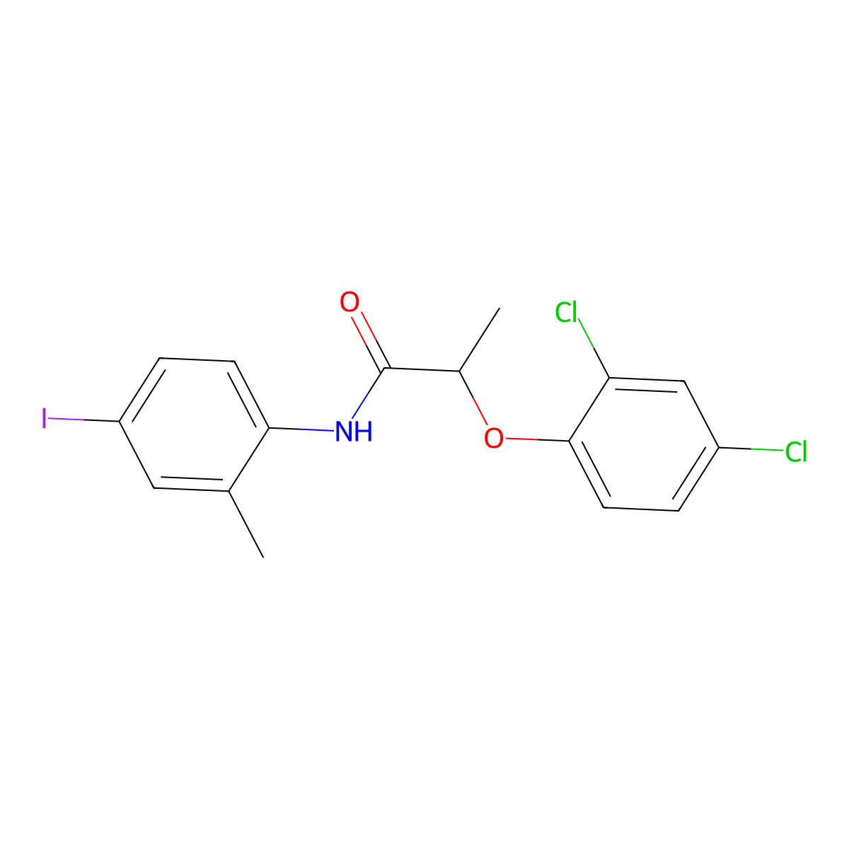 2-(2,4-dichlorophenoxy)-N-(4-iodo-2-methylphenyl)propanamide molecular structure, CAS 431057-09-9