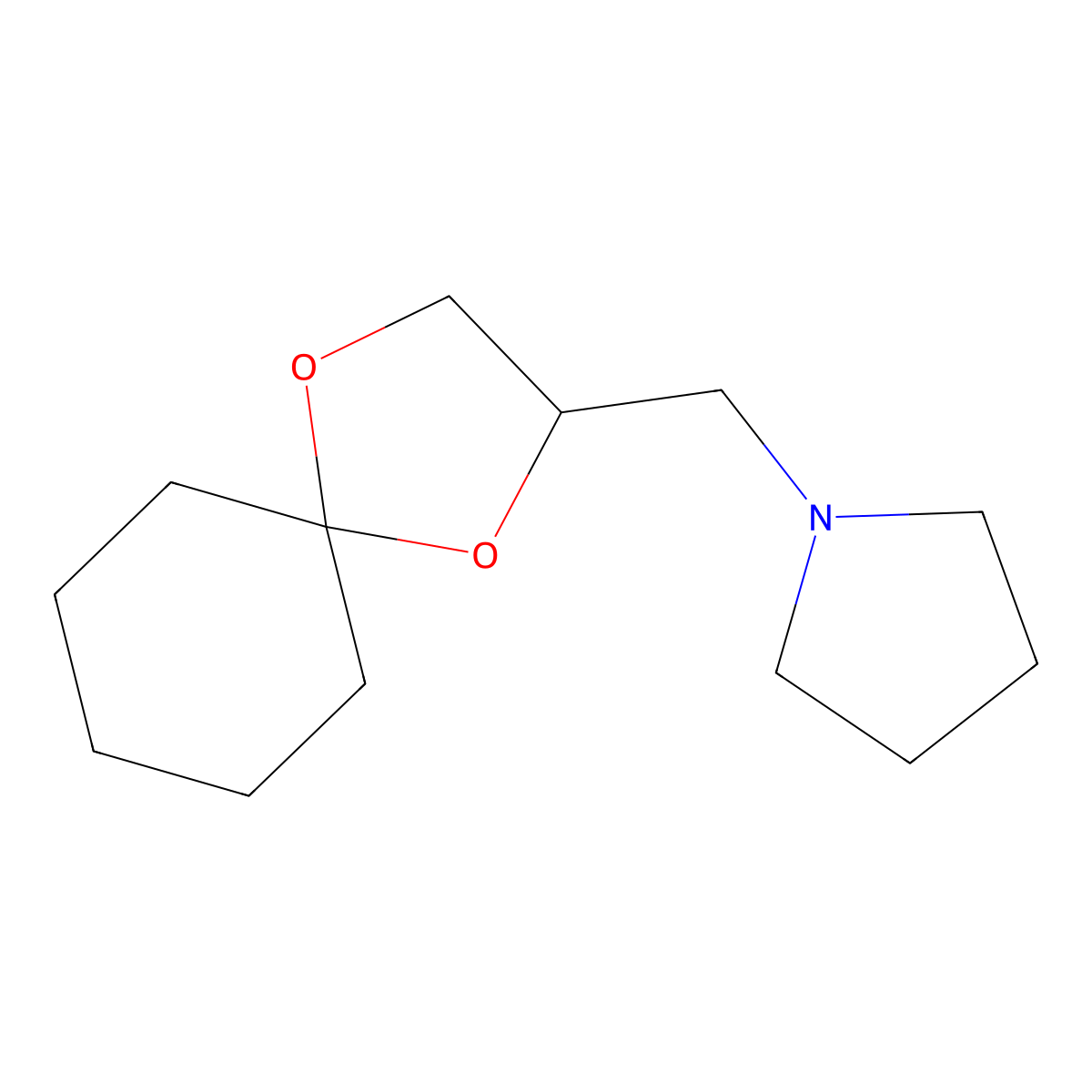 1-(1,4-Dioxaspiro[4.5]decan-3-ylmethyl)pyrrolidine molecular structure, CAS 431057-19-1