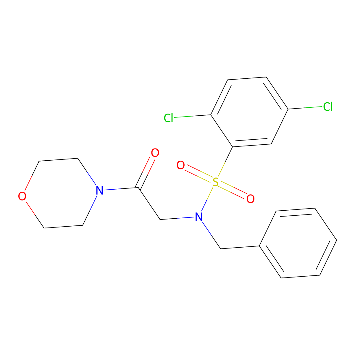 N-benzyl-2,5-dichloro-N-[2-(morpholin-4-yl)-2-oxoethyl]benzenesulfonamide molecular structure, CAS 431057-23-7