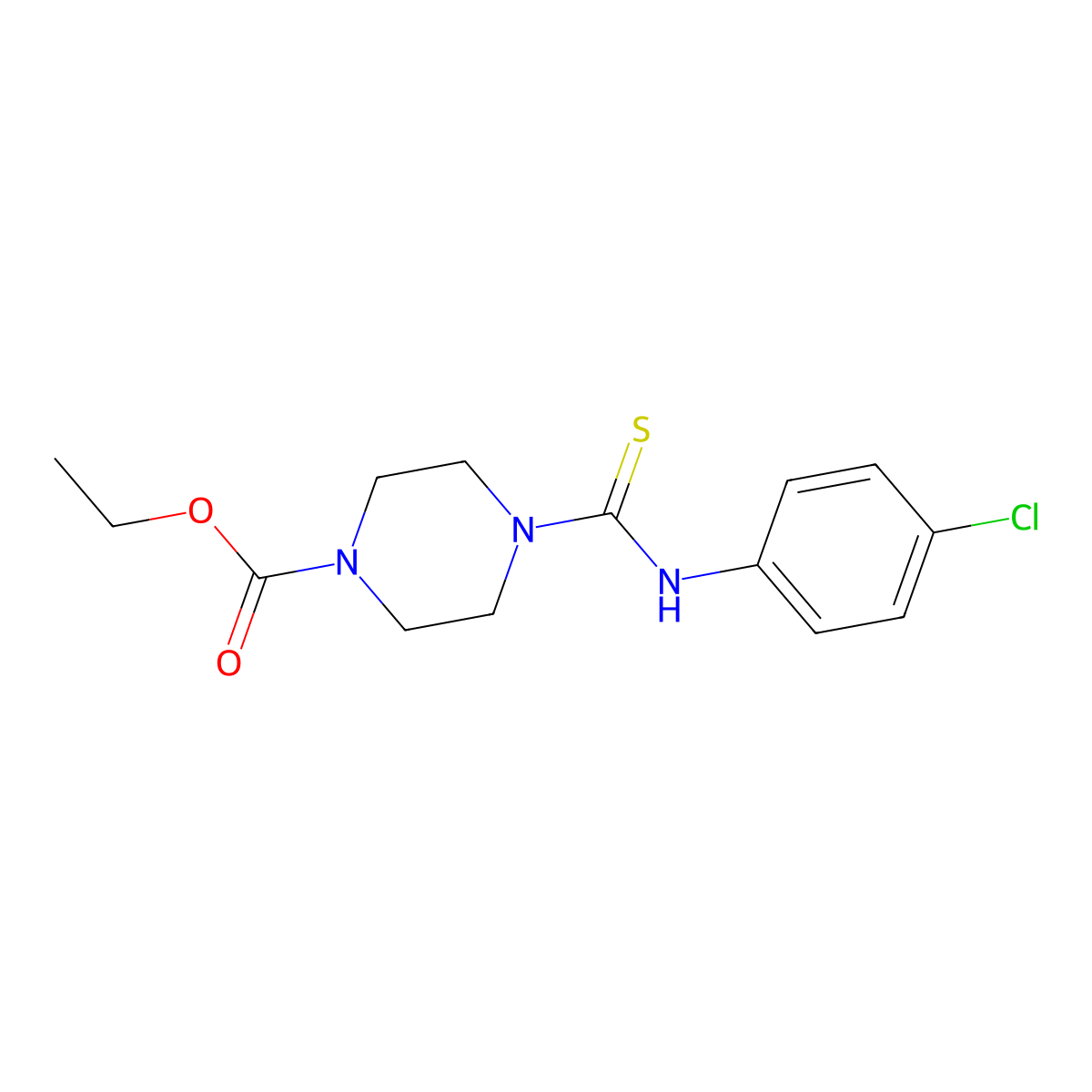 Ethyl 4-[(4-chlorophenyl)carbamothioyl]piperazine-1-carboxylate molecular structure, CAS 431057-36-2
