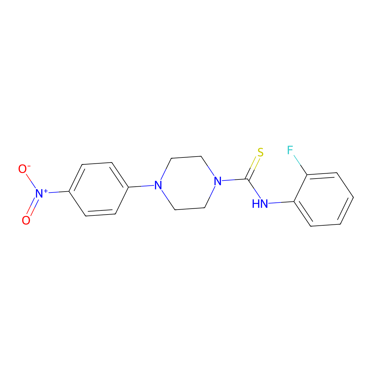 N-(2-fluorophenyl)-4-(4-nitrophenyl)piperazine-1-carbothioamide molecular structure, CAS 431057-51-1