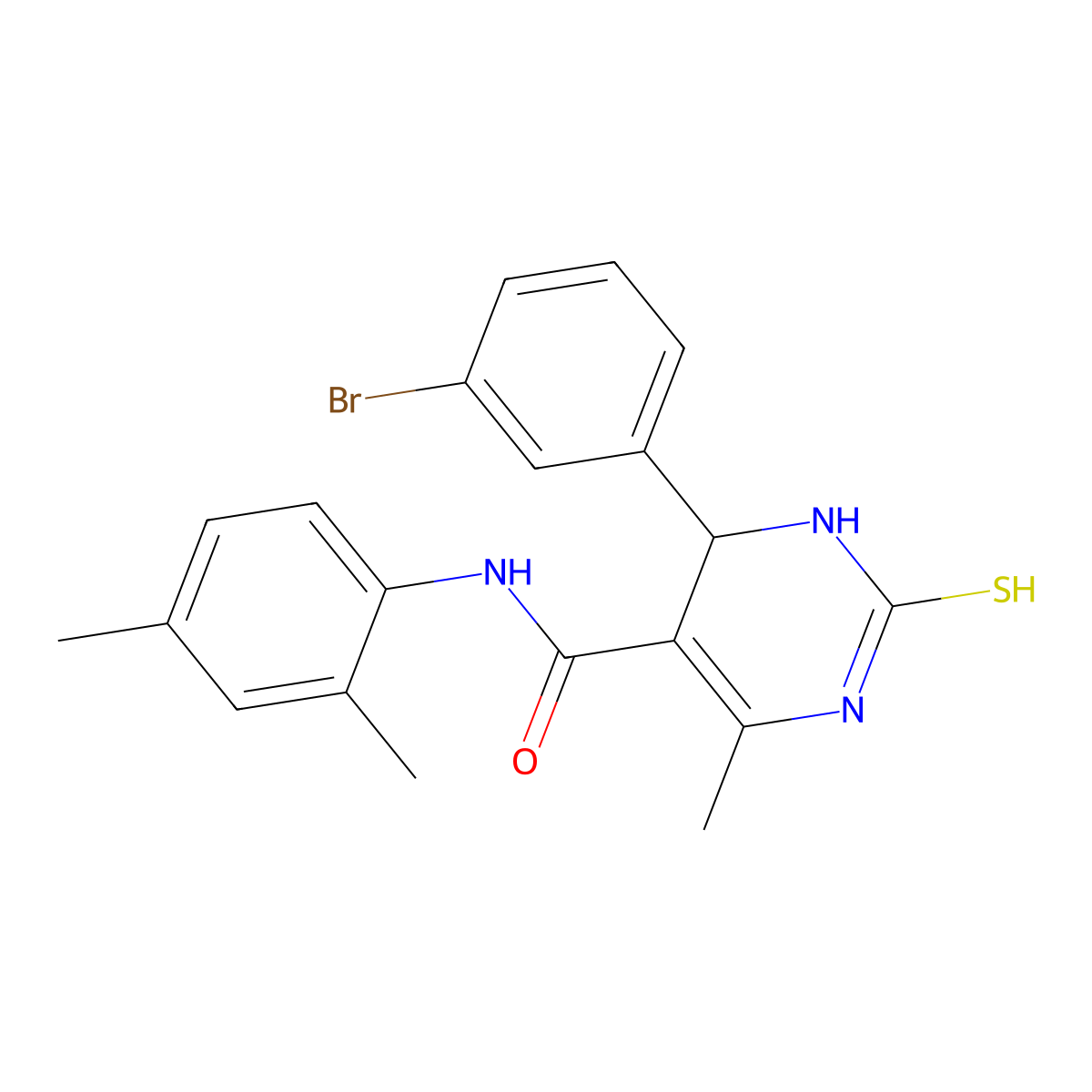 4-(3-bromophenyl)-N-(2,4-dimethylphenyl)-6-methyl-2-thioxo-1,2,3,4-tetrahydropyrimidine-5-carboxamide molecular structure, CAS 431057-64-6