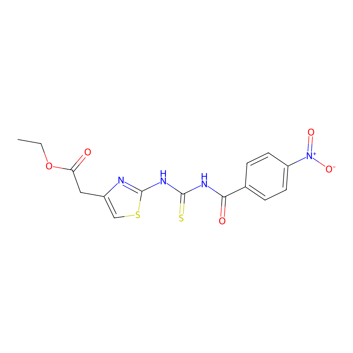 Ethyl 2-[2-[(4-nitrobenzoyl)carbamothioylamino]-1,3-thiazol-4-yl]acetate molecular structure, CAS 431057-65-7