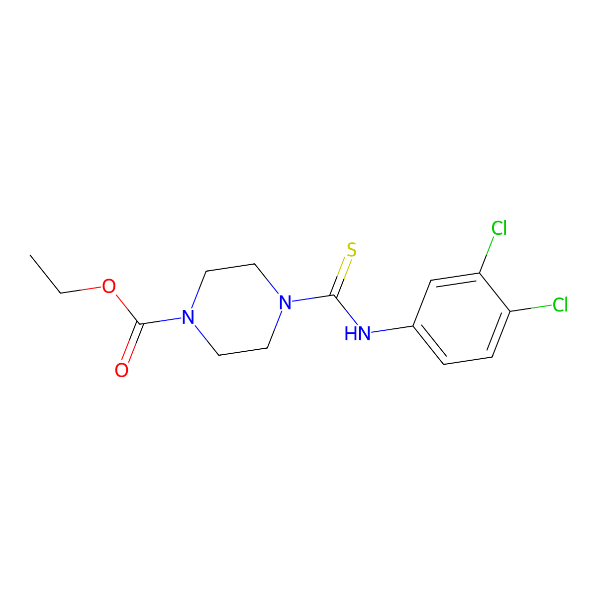 Ethyl 4-[(3,4-dichlorophenyl)carbamothioyl]piperazine-1-carboxylate molecular structure, CAS 431057-73-7