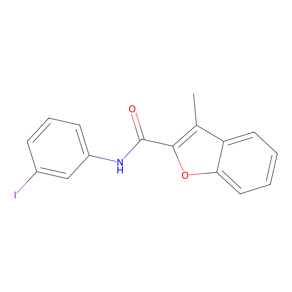 N-(3-iodophenyl)-3-methyl-1-benzofuran-2-carboxamide molecular structure, CAS 431057-85-1