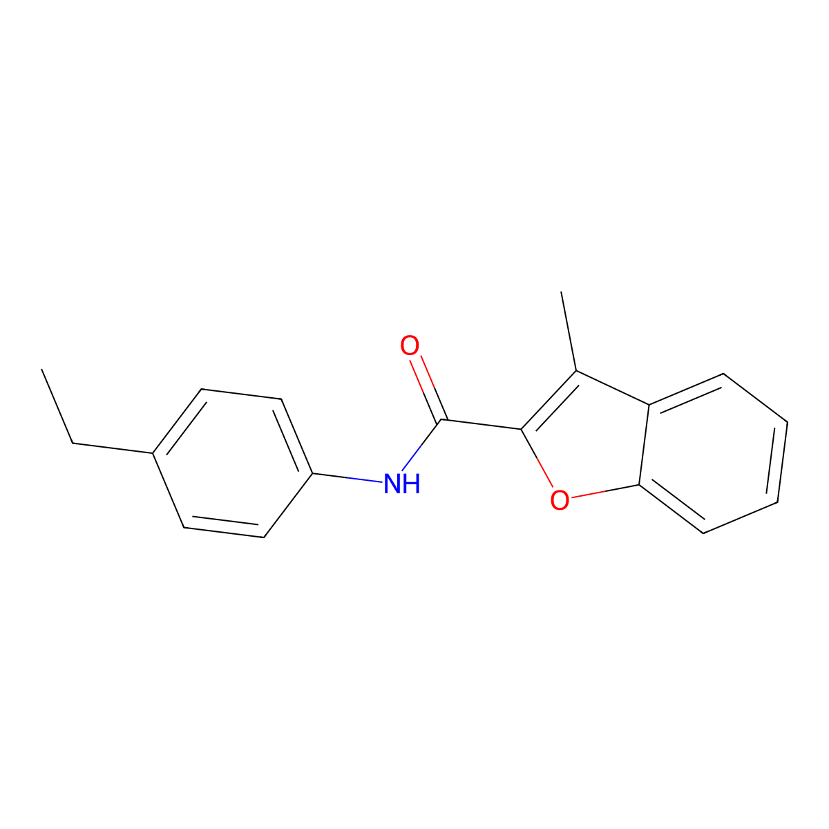 N-(4-ethylphenyl)-3-methyl-1-benzofuran-2-carboxamide molecular structure, CAS 431058-01-4