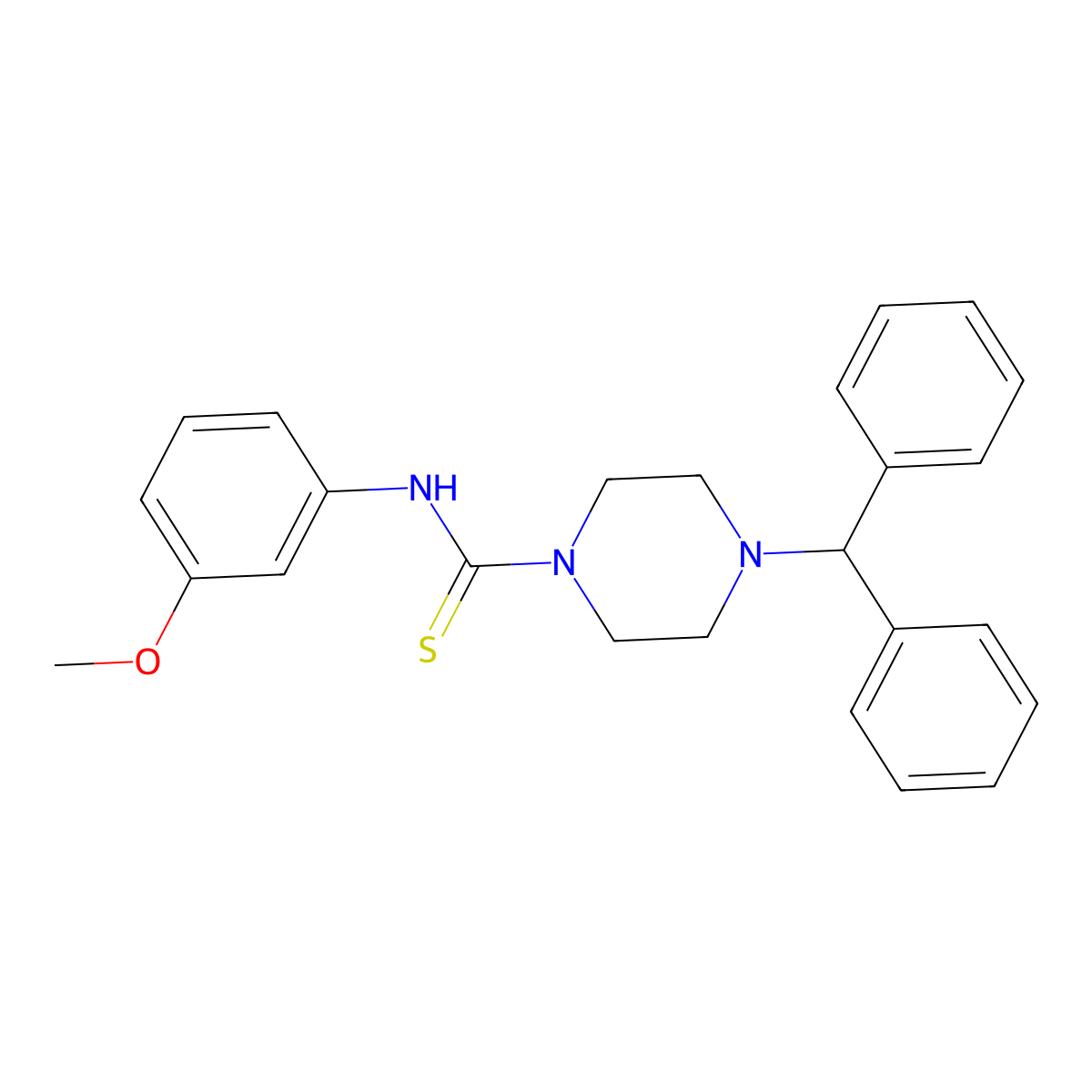 4-benzhydryl-N-(3-methoxyphenyl)piperazine-1-carbothioamide molecular structure, CAS 431058-03-6