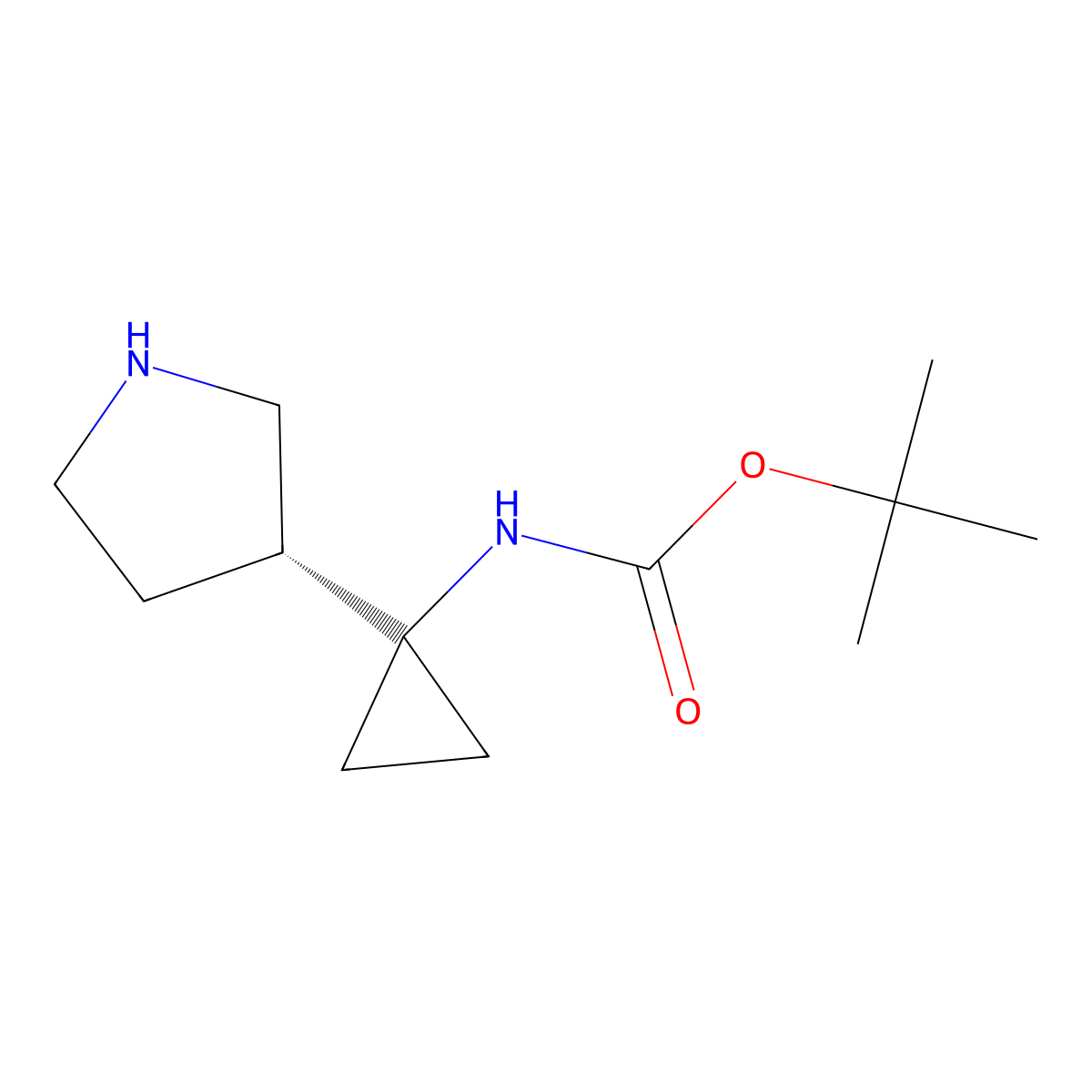 (R)-t-Butyl (1-(pyrrolidin-3-yl)cyclopropyl)carbamate molecular structure, CAS 431058-52-5