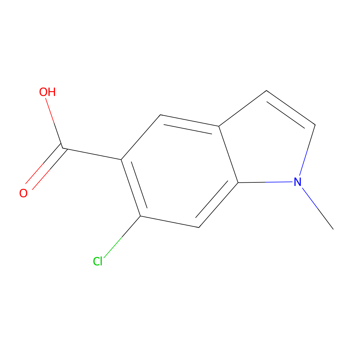 6-chloro-1-methyl-1H-indole-5-carboxylic acid molecular structure, CAS 431062-03-2
