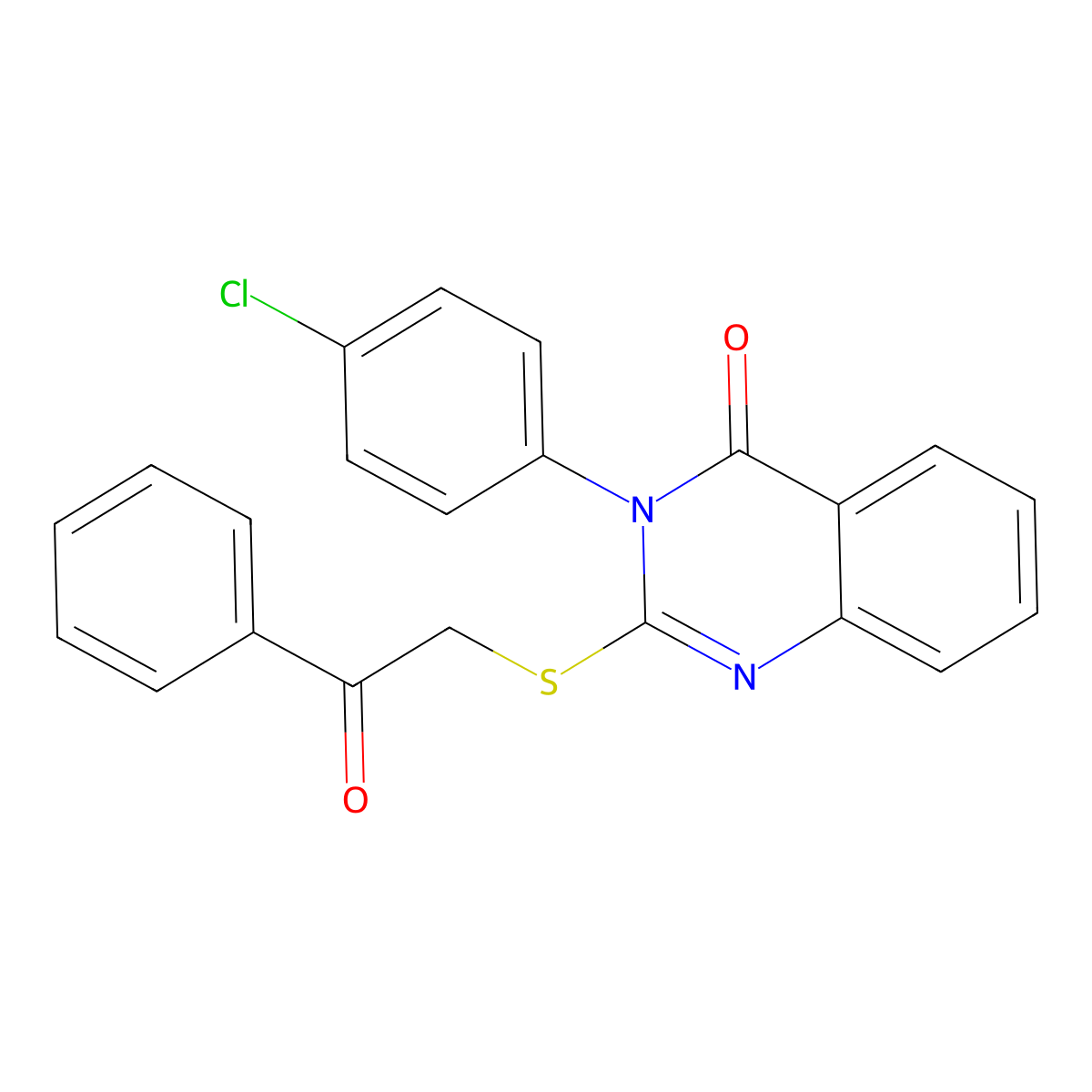 3-(4-Chlorophenyl)-2-((2-oxo-2-phenylethyl)thio)-4(3H)-quinazolinone molecular structure, CAS 431065-89-3