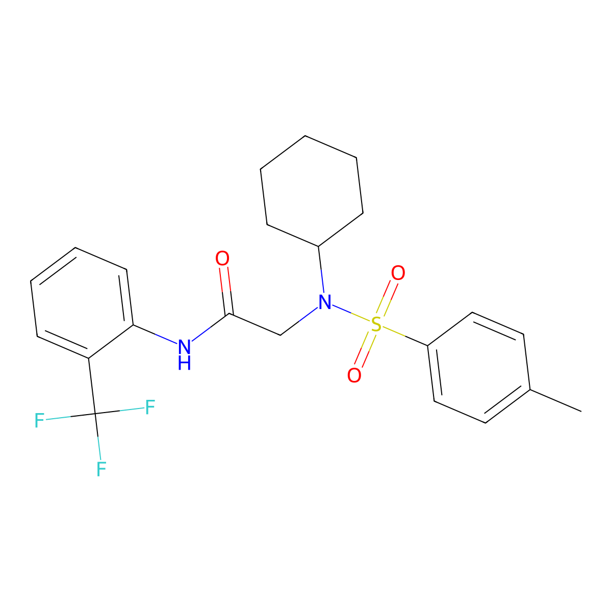 2-[cyclohexyl-(4-methylphenyl)sulfonylamino]-N-[2-(trifluoromethyl)phenyl]acetamide molecular structure, CAS 431066-08-9