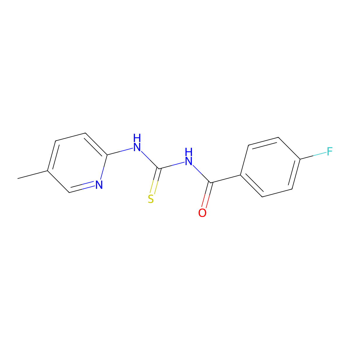 4-fluoro-N-((5-methylpyridin-2-yl)carbamothioyl)benzamide molecular structure, CAS 431066-14-7