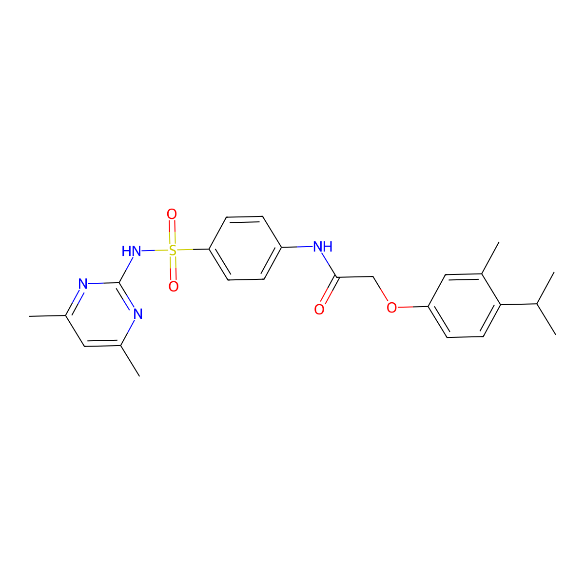 N-{4-[(4,6-dimethylpyrimidin-2-yl)sulfamoyl]phenyl}-2-[3-methyl-4-(propan-2-yl)phenoxy]acetamide molecular structure, CAS 431066-61-4