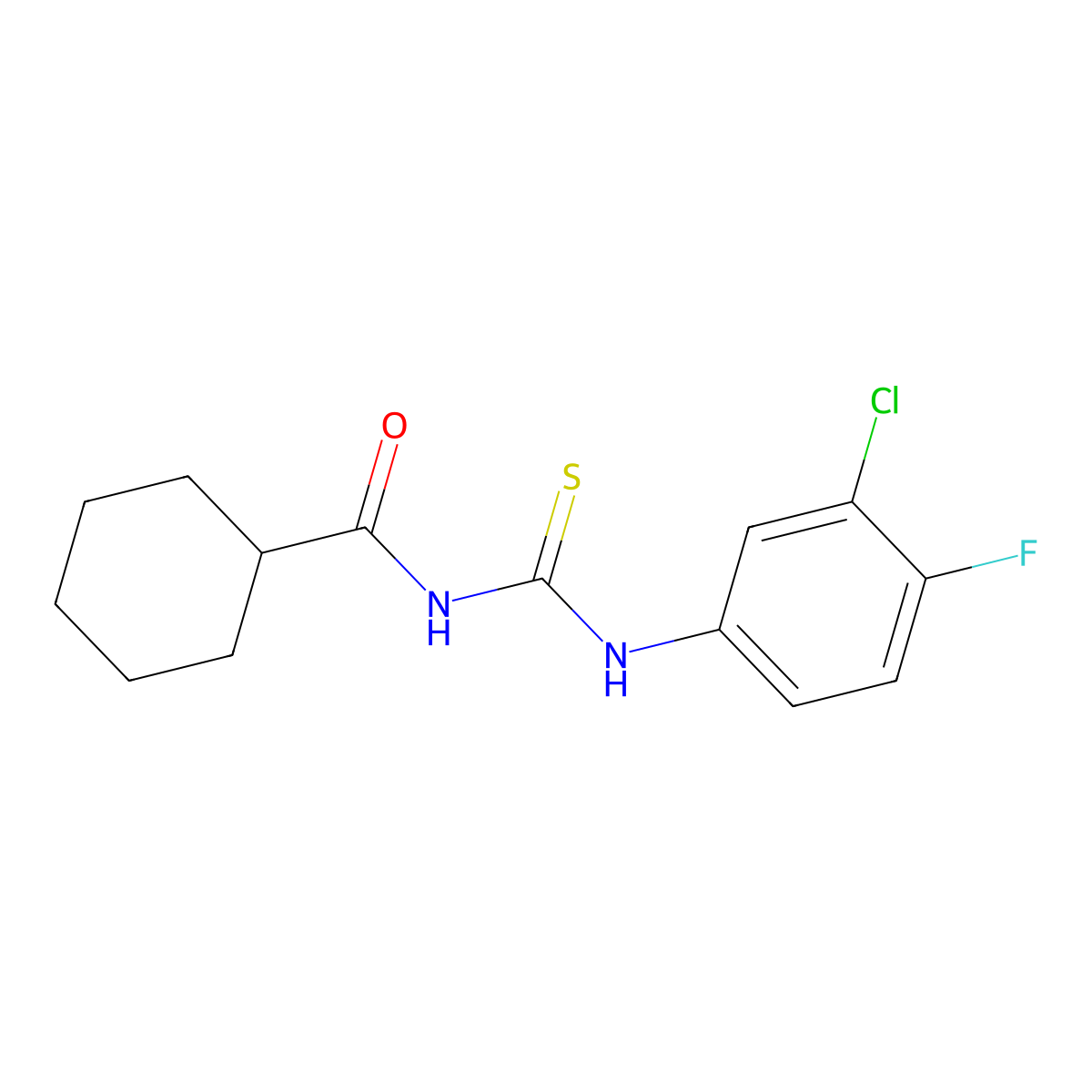 N-[(3-chloro-4-fluorophenyl)carbamothioyl]cyclohexanecarboxamide molecular structure, CAS 431066-74-9