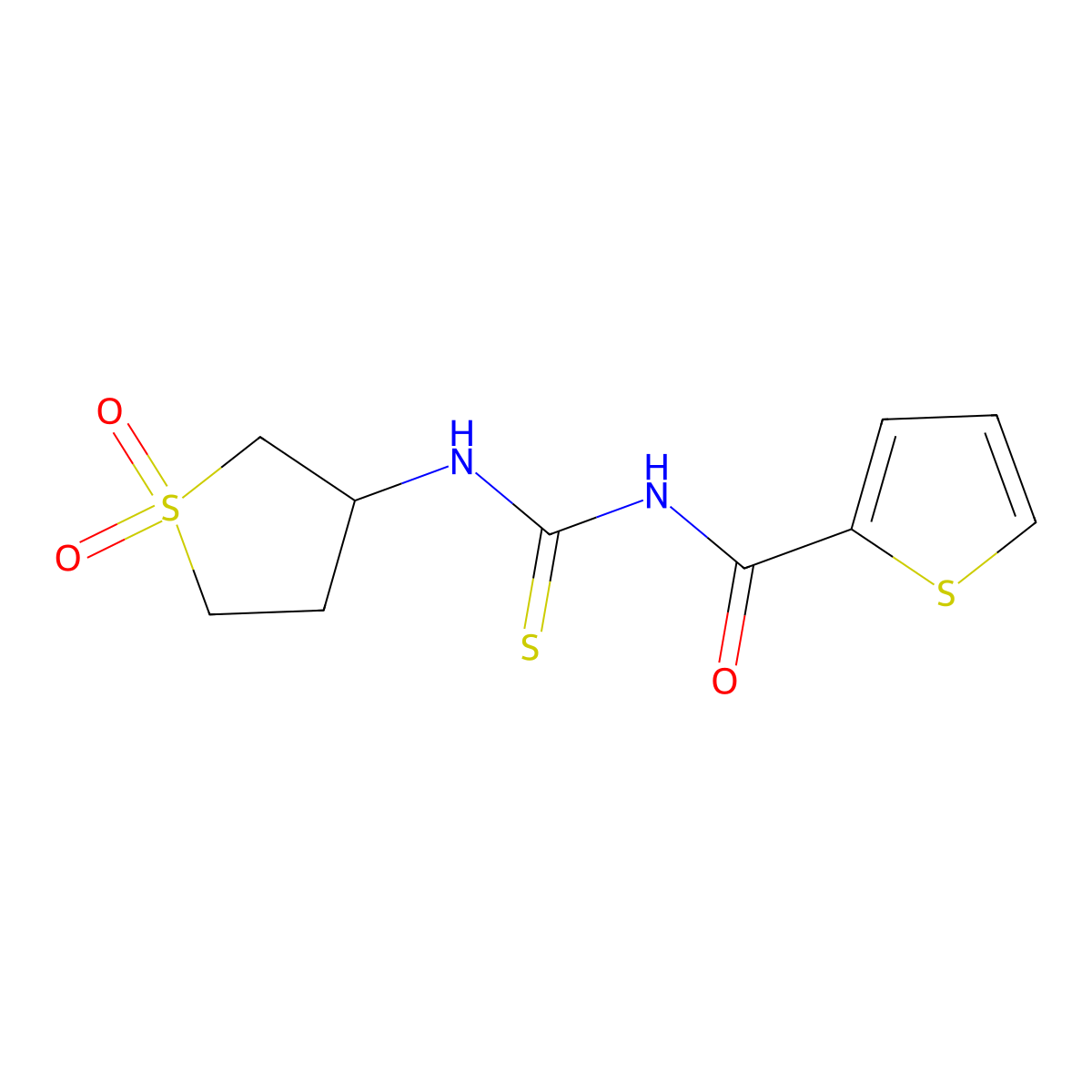 N-((1,1-dioxidotetrahydrothiophen-3-yl)carbamothioyl)thiophene-2-carboxamide molecular structure, CAS 431066-85-2