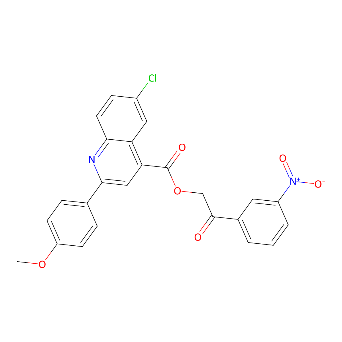 2-(3-Nitrophenyl)-2-oxoethyl 6-chloro-2-(4-methoxyphenyl)quinoline-4-carboxylate molecular structure, CAS 431067-03-7