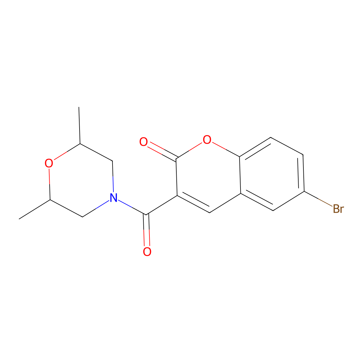 6-bromo-3-(2,6-dimethylmorpholine-4-carbonyl)-2H-chromen-2-one molecular structure, CAS 431067-50-4