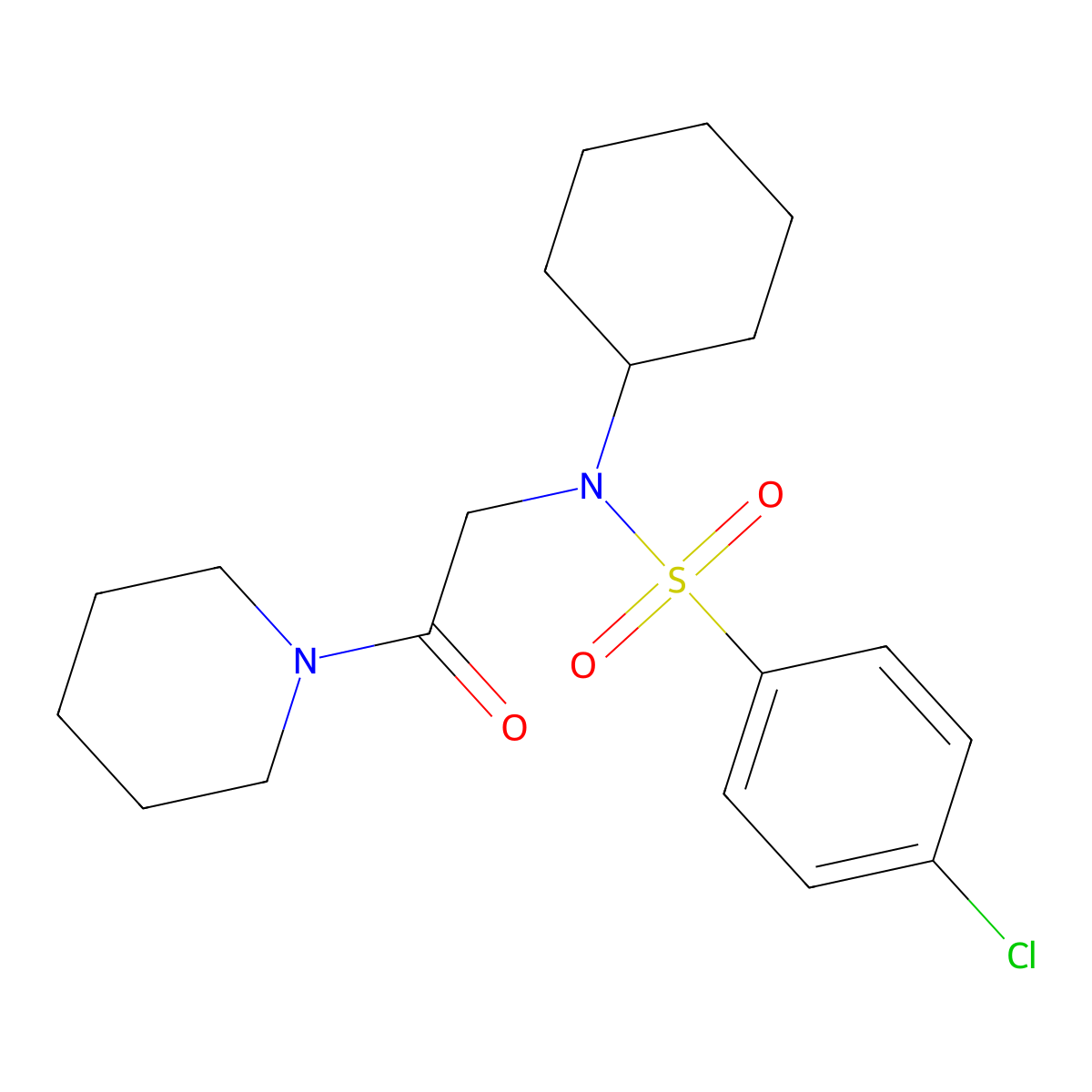 4-chloro-N-cyclohexyl-N-(2-oxo-2-piperidin-1-ylethyl)benzenesulfonamide molecular structure, CAS 431067-60-6