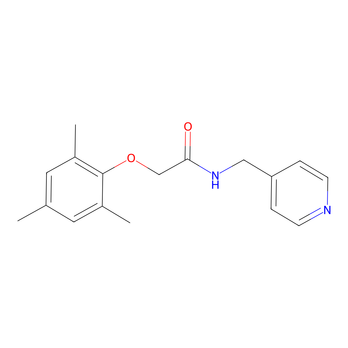 N-(pyridin-4-ylmethyl)-2-(2,4,6-trimethylphenoxy)acetamide molecular structure, CAS 431067-75-3