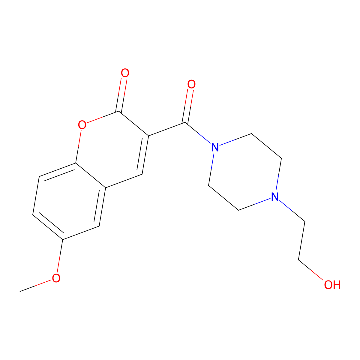 3-(4-(2-hydroxyethyl)piperazine-1-carbonyl)-6-methoxy-2H-chromen-2-one molecular structure, CAS 431068-01-8